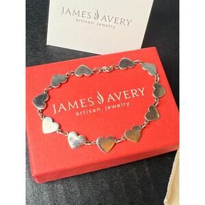 James Avery Retired Heart Link Bracelet Sterling Silver 7"